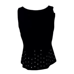 David Warren Women Black Blouse Size 6 Petite Sleeveless Formal Button Back